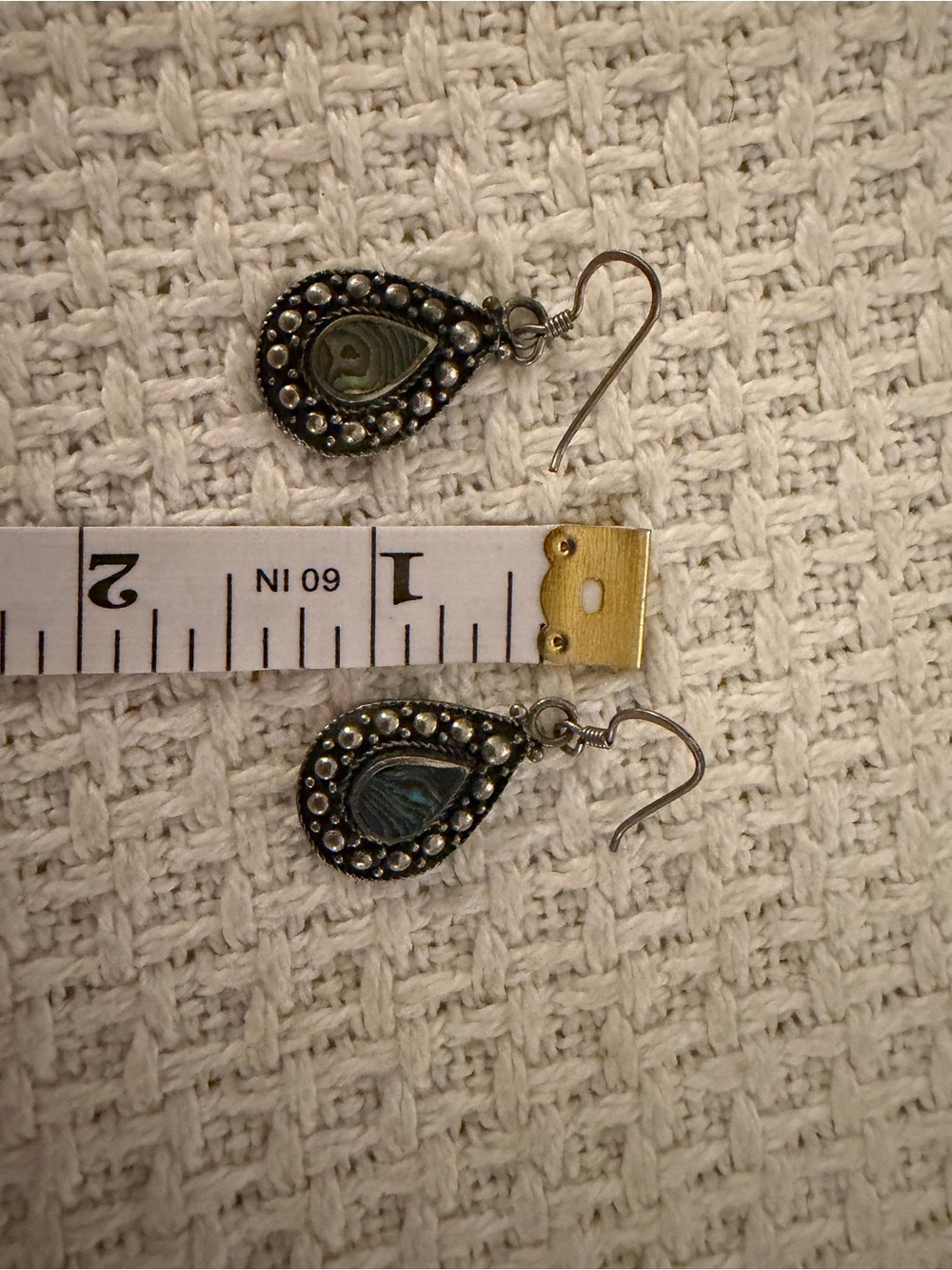 Vintage Pier 1 Teardrop Silver-Tone Blue Accent Dangle Earrings EUC
